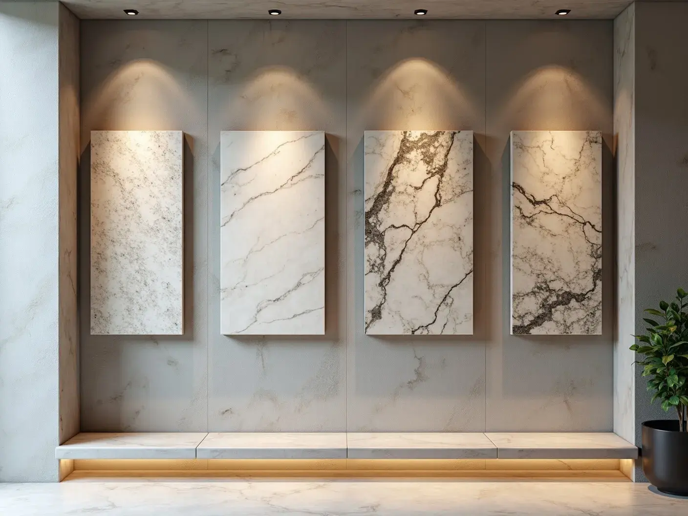Clients browsing a wide natural stone selection