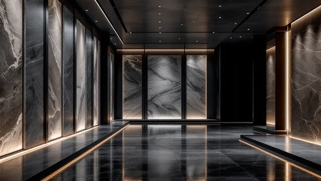 A natural stone showroom display